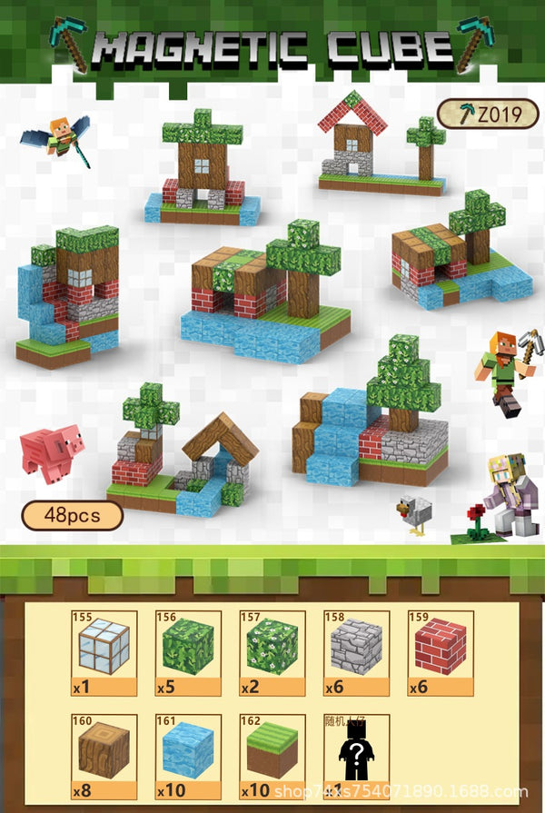 Magnetic building block assemble my world 2cm, six-sided magnetic square children's puzzle building block