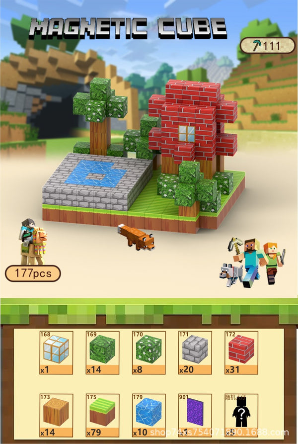 Magnetic building block assemble my world 2cm, six-sided magnetic square children's puzzle building block