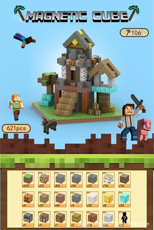 Magnetic building block assemble my world 2cm, six-sided magnetic square children's puzzle building block