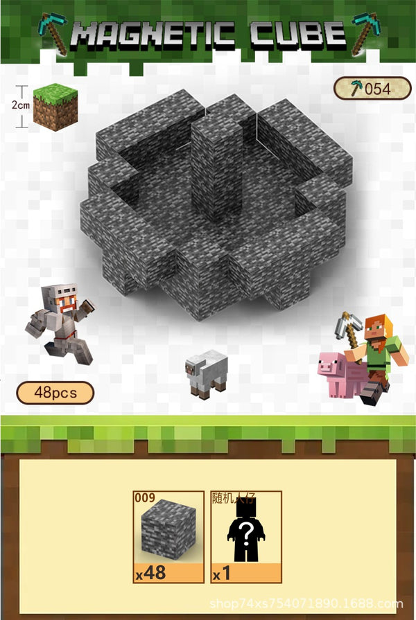 Magnetic building block assemble my world 2cm, six-sided magnetic square children's puzzle building block