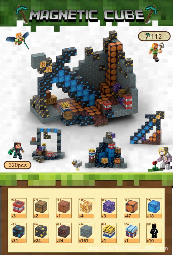 Magnetic building block assemble my world 2cm, six-sided magnetic square children's puzzle building block