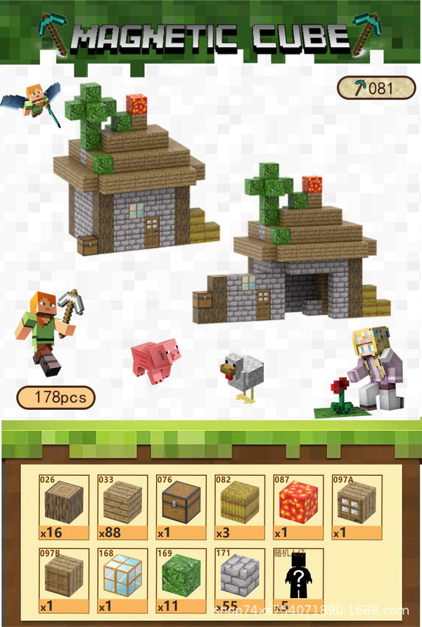 Magnetic building block assemble my world 2cm, six-sided magnetic square children's puzzle building block