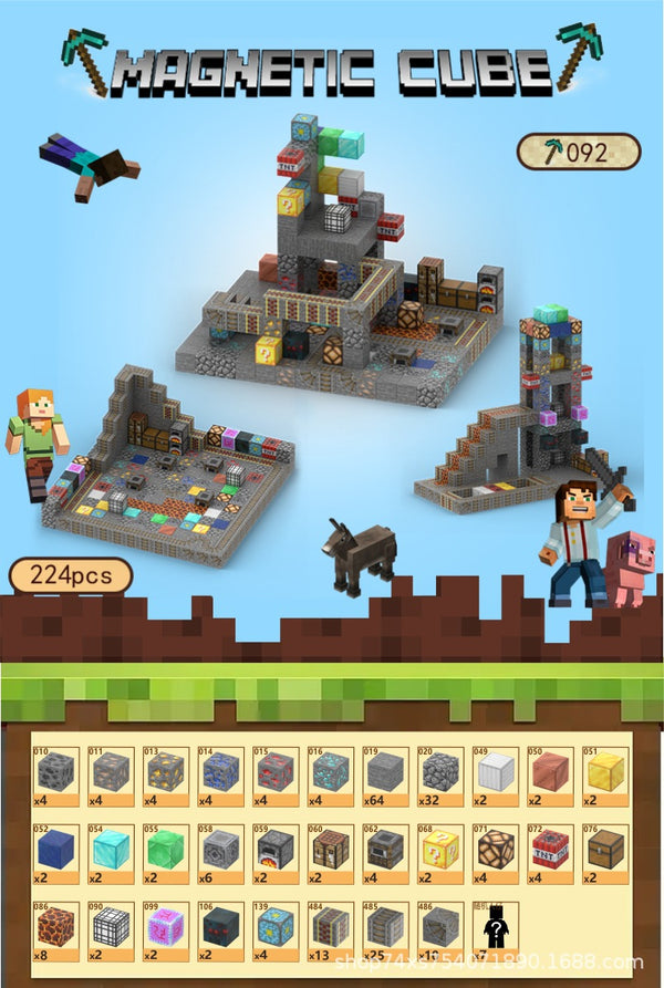 Magnetic building block assemble my world 2cm, six-sided magnetic square children's puzzle building block