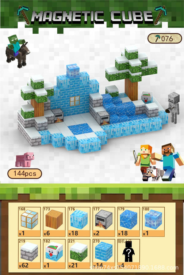 Magnetic building block assemble my world 2cm, six-sided magnetic square children's puzzle building block