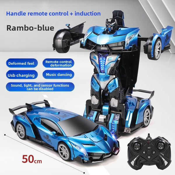 Super-sized boy toy car, gesture-sensing deformation remote control car, voice-activated King Kong robot charging racing car - Toy Collection