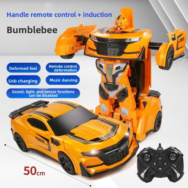 Super-sized boy toy car, gesture-sensing deformation remote control car, voice-activated King Kong robot charging racing car - Toy Collection