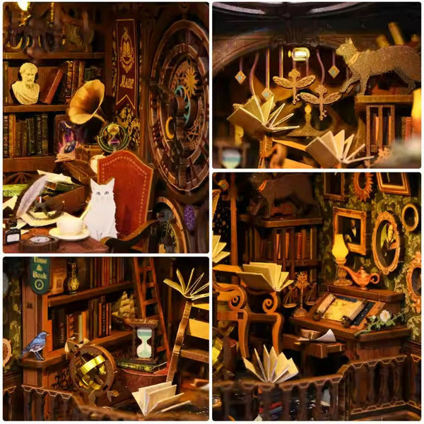 Magic time, hand-assembled model, library DIY hut, standing toys, ornaments, small house building block gifts - Toy Collection
