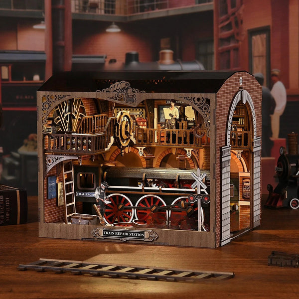 Magic time, hand-assembled model, library DIY hut, standing toys, ornaments, small house building block gifts - Toy Collection