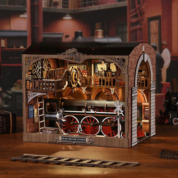 Magic time, hand-assembled model, library DIY hut, standing toys, ornaments, small house building block gifts - Toy Collection
