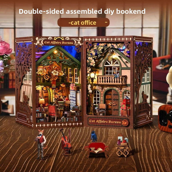 Magic time, hand-assembled model, library DIY hut, standing toys, ornaments, small house building block gifts - Toy Collection
