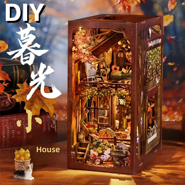 Magic time, hand-assembled model, library DIY hut, standing toys, ornaments, small house building block gifts - Toy Collection