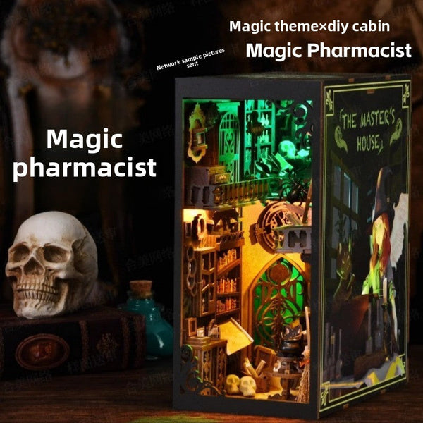 Magic time, hand-assembled model, library DIY hut, standing toys, ornaments, small house building block gifts - Toy Collection