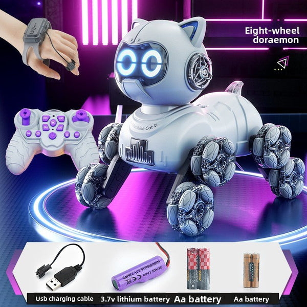 Popular children's toys mechanical cat intelligent eight-wheeled stunts cool remote control car drift deformation robot cat - Toy Collection