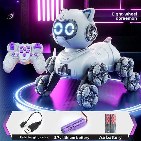 Popular children's toys mechanical cat intelligent eight-wheeled stunts cool remote control car drift deformation robot cat - Toy Collection