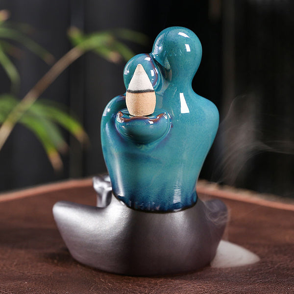 Ceramic backflow aromatherapy burner, creative Valentine's Day, couple gift incense burner, home accessories, handicraft ornaments - Toy Collection