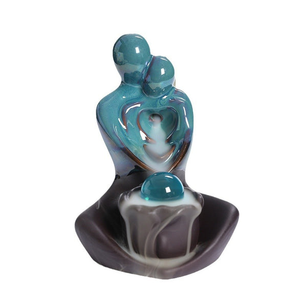 Ceramic backflow aromatherapy burner, creative Valentine's Day, couple gift incense burner, home accessories, handicraft ornaments - Toy Collection