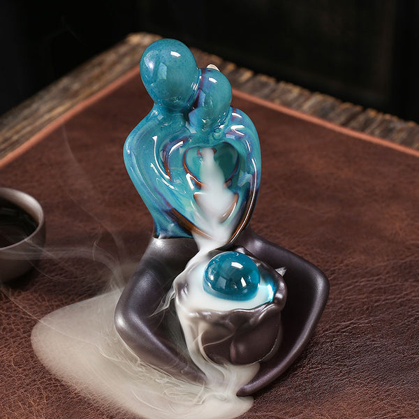 Ceramic backflow aromatherapy burner, creative Valentine's Day, couple gift incense burner, home accessories, handicraft ornaments - Toy Collection