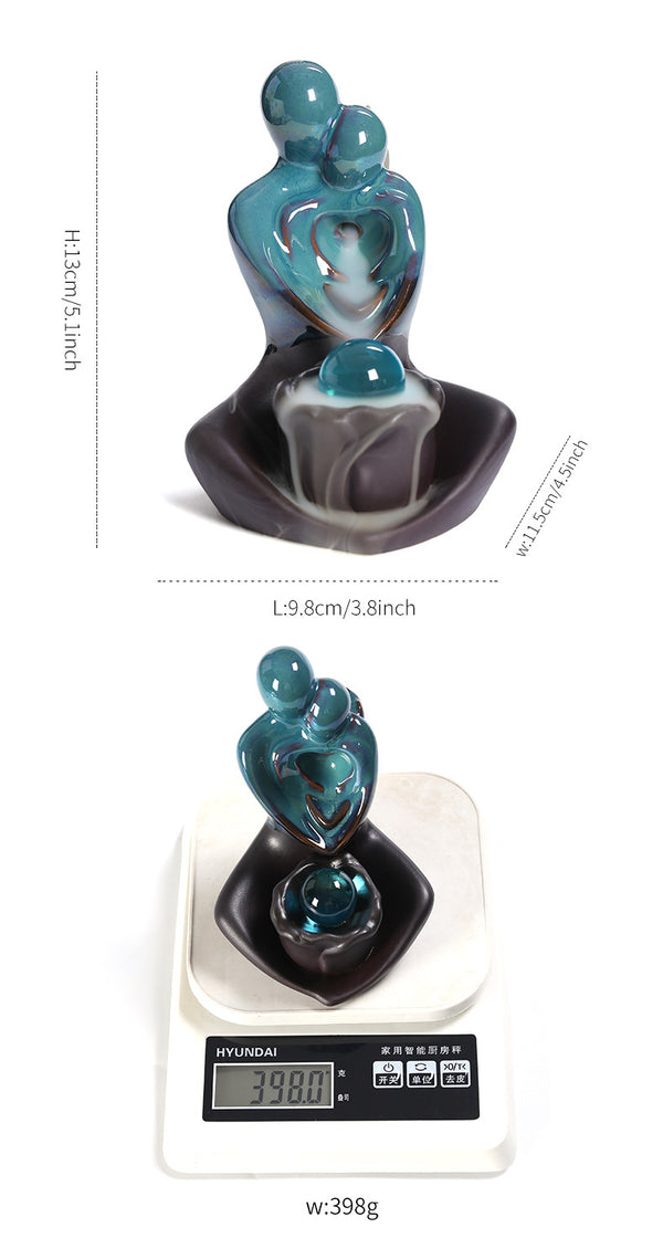 Ceramic backflow aromatherapy burner, creative Valentine's Day, couple gift incense burner, home accessories, handicraft ornaments - Toy Collection