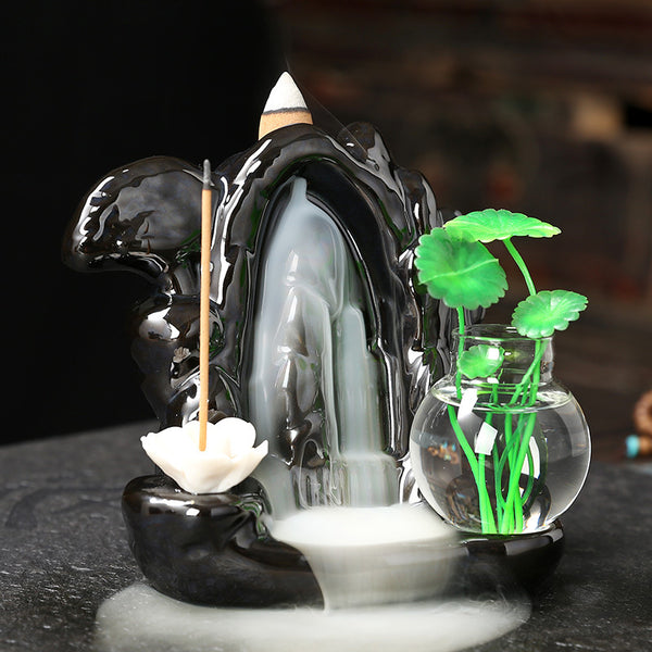 Ceramic home indoor incense burner, creative alpine and flowing water return tower incense burner backflow incense burner wholesale - Toy Collection