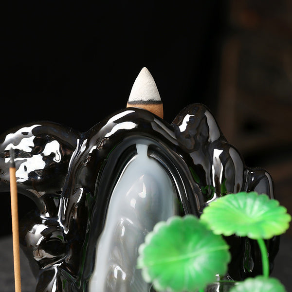 Ceramic home indoor incense burner, creative alpine and flowing water return tower incense burner backflow incense burner wholesale - Toy Collection