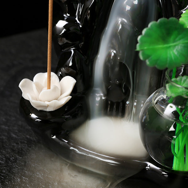 Ceramic home indoor incense burner, creative alpine and flowing water return tower incense burner backflow incense burner wholesale - Toy Collection
