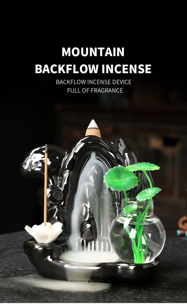 Ceramic home indoor incense burner, creative alpine and flowing water return tower incense burner backflow incense burner wholesale - Toy Collection