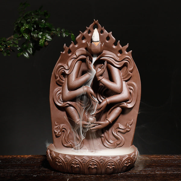 New Purple Sand Thousand Hands Guanyin Ornamental Smoke Backflow Aromatherapy Stove Creative Sandalwood Reflow Stove Crafts Home Ornament - Toy Collection