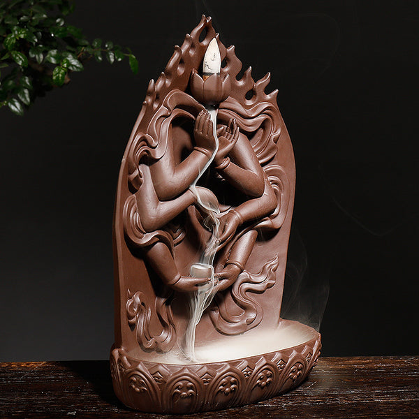 New Purple Sand Thousand Hands Guanyin Ornamental Smoke Backflow Aromatherapy Stove Creative Sandalwood Reflow Stove Crafts Home Ornament - Toy Collection