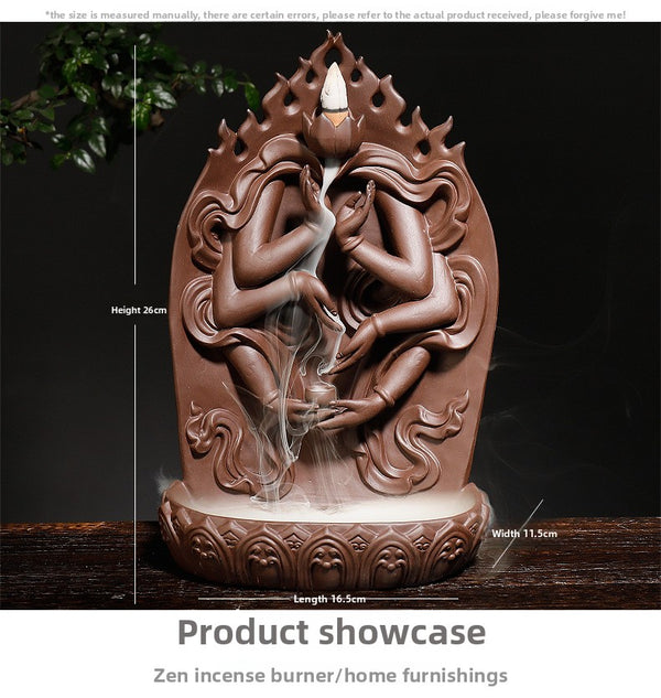 New Purple Sand Thousand Hands Guanyin Ornamental Smoke Backflow Aromatherapy Stove Creative Sandalwood Reflow Stove Crafts Home Ornament - Toy Collection