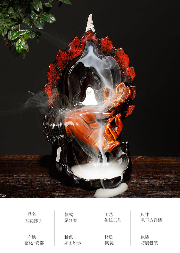 New Original Ceramic Lotus Bergamot Smoke Backflow Incense Burner Creative Nianhua Bergamot Aromatherapy Burner Home Ornament - Toy Collection