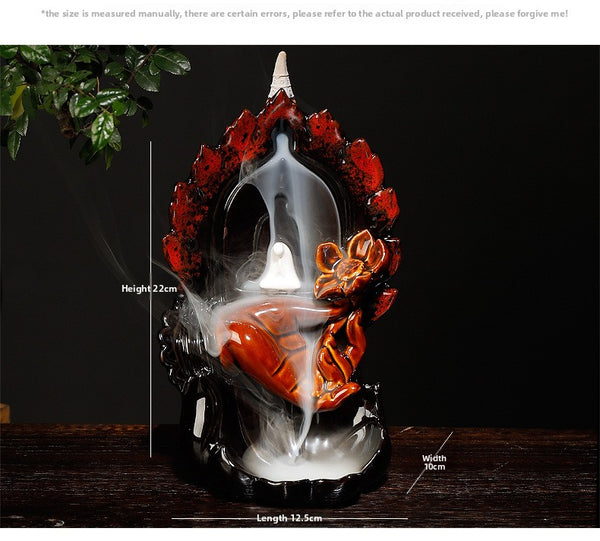 New Original Ceramic Lotus Bergamot Smoke Backflow Incense Burner Creative Nianhua Bergamot Aromatherapy Burner Home Ornament - Toy Collection