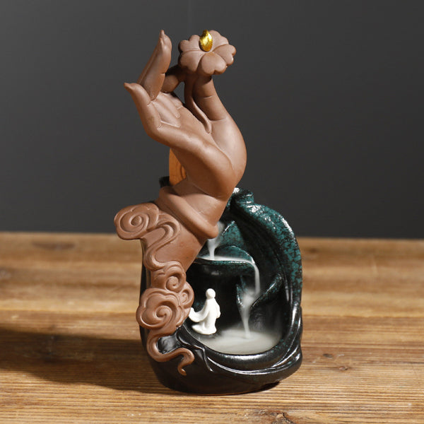 New Purple Sand Smoke Backflow Aromatherapy Burner Zen Lotus Bergamot Zen Heart Backflow Incense Burner Home Ornament - Toy Collection