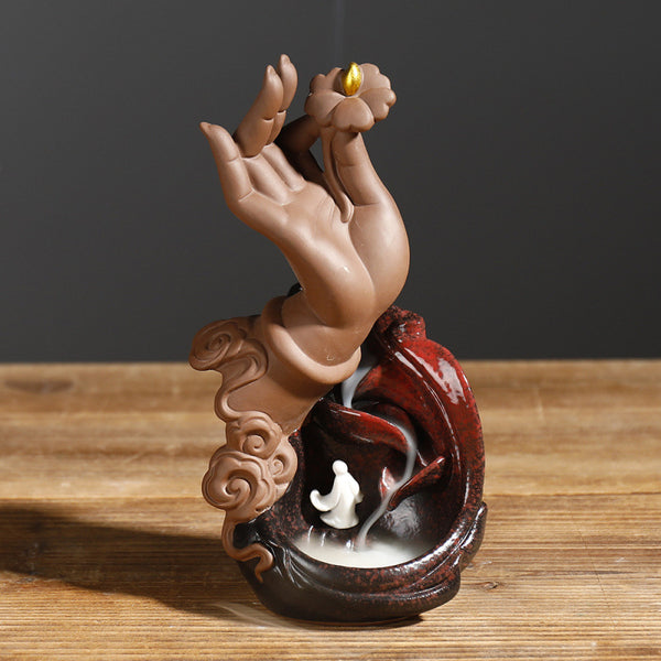 New Purple Sand Smoke Backflow Aromatherapy Burner Zen Lotus Bergamot Zen Heart Backflow Incense Burner Home Ornament - Toy Collection