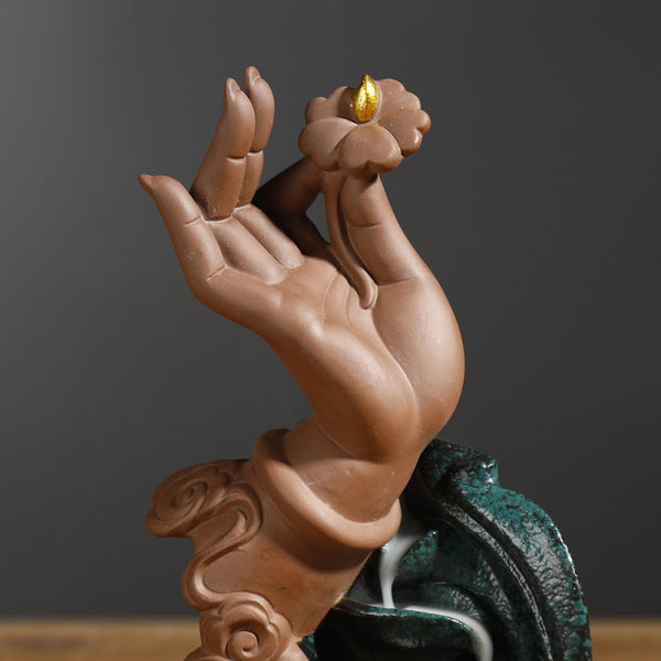 New Purple Sand Smoke Backflow Aromatherapy Burner Zen Lotus Bergamot Zen Heart Backflow Incense Burner Home Ornament - Toy Collection