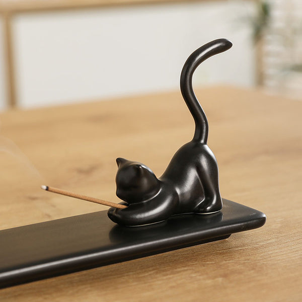 Ceramic kitten aromatherapy stove, jewelry ornaments, creative cute cat home indoor creative incense insert incense holder - Toy Collection