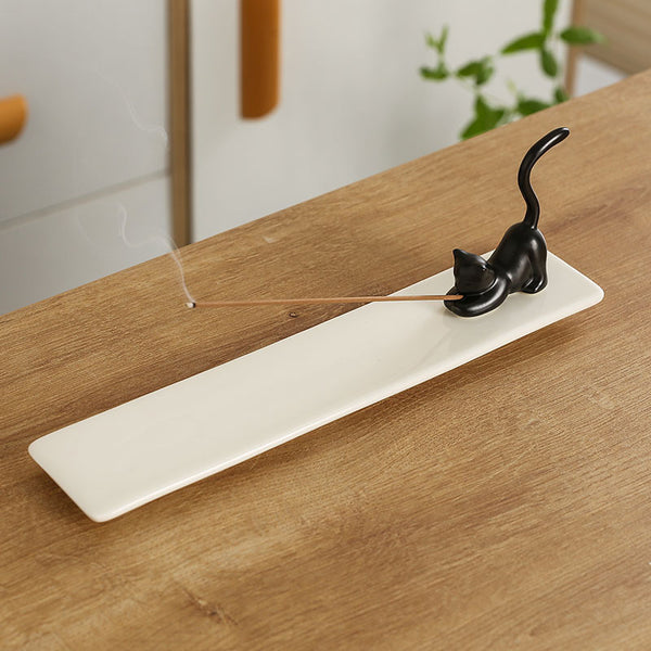 Ceramic kitten aromatherapy stove, jewelry ornaments, creative cute cat home indoor creative incense insert incense holder - Toy Collection