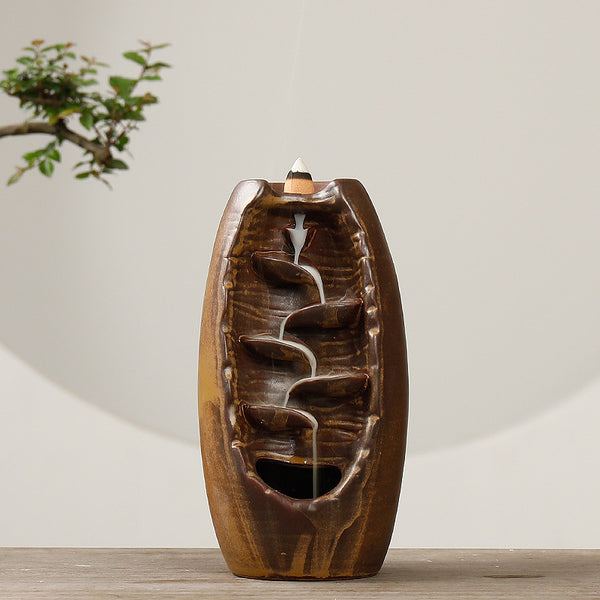 Ceramic backflow incense burner, creative blue ornamental backflow incense burner home ornament - Toy Collection