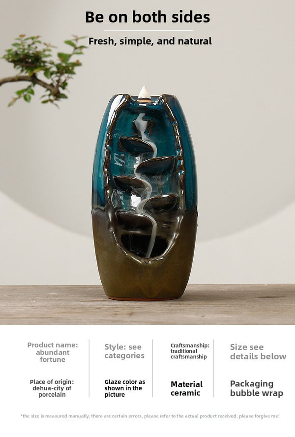 Ceramic backflow incense burner, creative blue ornamental backflow incense burner home ornament - Toy Collection
