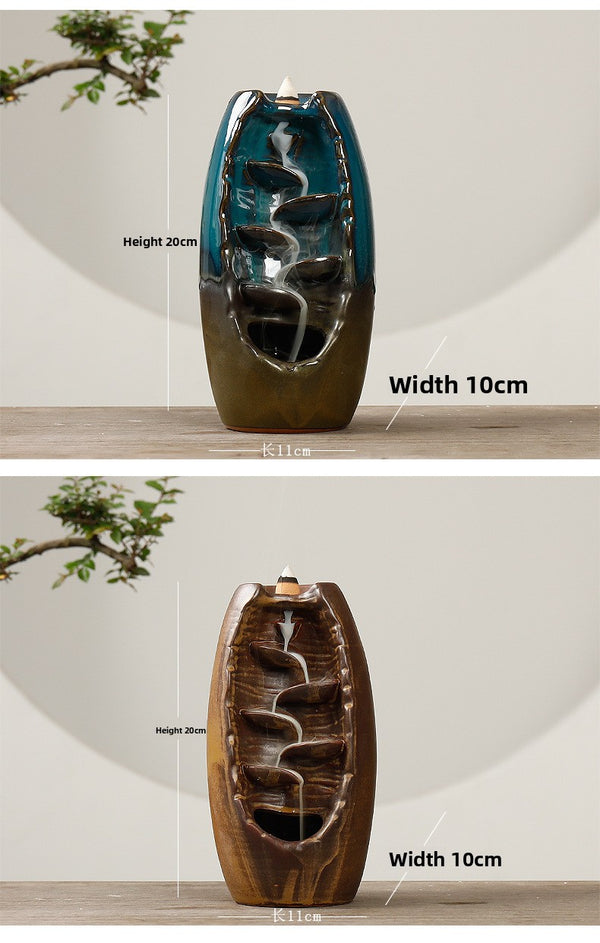 Ceramic backflow incense burner, creative blue ornamental backflow incense burner home ornament - Toy Collection