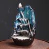 Ceramic lotus smoke return waterfall incense burner creative blue lotus backflow aromatherapy burner home ornament - Toy Collection