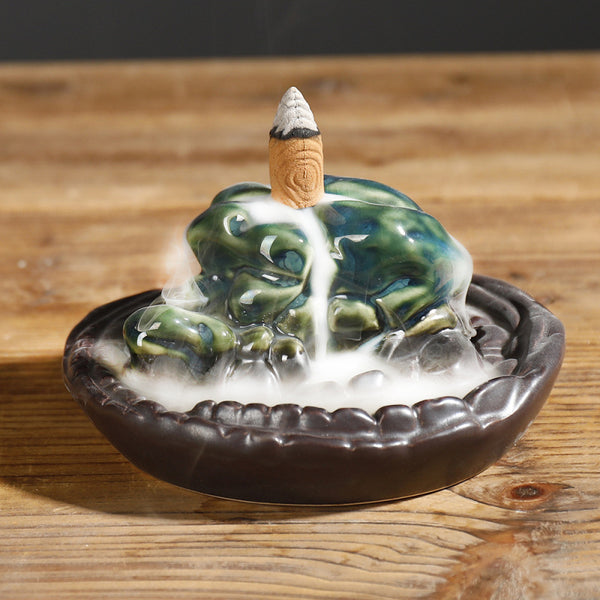 Ceramic sandalwood ornamental smoke backflow aromatherapy burner creative alpine water coral stone backflow smoke burner ornament - Toy Collection