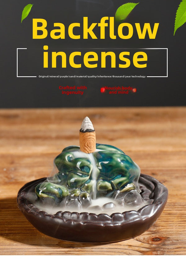 Ceramic sandalwood ornamental smoke backflow aromatherapy burner creative alpine water coral stone backflow smoke burner ornament - Toy Collection