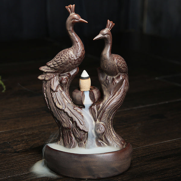 Backflow incense burner Ceramic aromatherapy burner Crafts, antique ceramic smoke backflow incense burner Phoenix incense burner - Toy Collection