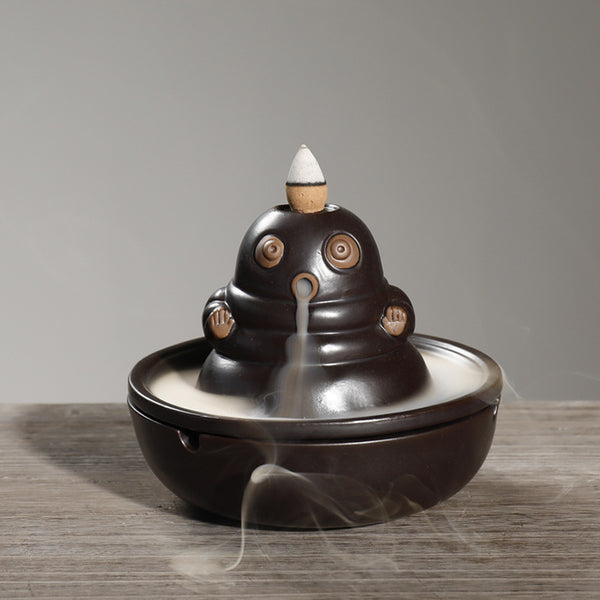 Ceramic agarwood smoke backflow aromatherapy burner ornament, creative Kung Fu baby backflow incense burner ashtray - Toy Collection