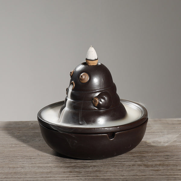 Ceramic agarwood smoke backflow aromatherapy burner ornament, creative Kung Fu baby backflow incense burner ashtray - Toy Collection