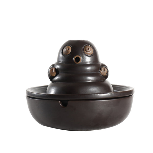 Ceramic agarwood smoke backflow aromatherapy burner ornament, creative Kung Fu baby backflow incense burner ashtray - Toy Collection