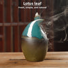 Ceramic backflow incense burner lotus leaf lotus blue left and right source aromatherapy burner handicraft home ornament - Toy Collection