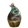 Ceramic backflow incense burner lotus leaf lotus blue left and right source aromatherapy burner handicraft home ornament - Toy Collection