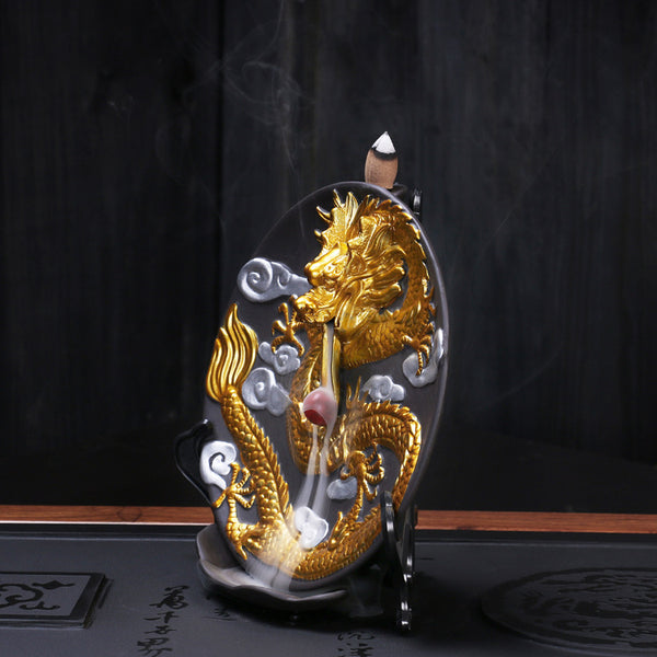 Ceramic incense burner aromatherapy burner line incense burner cone incense, lotus backflow incense burner ceramic craft ornament original - Toy Collection