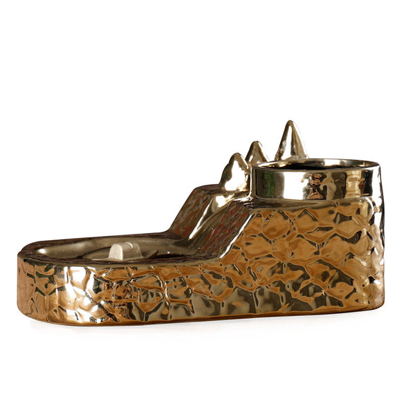Ceramic Sandalwood Smoke Backflow Aromatherapy Furnace, Creative Gold-plated Landscape Hydroponics Multifunctional Fragrance Ornament - Toy Collection